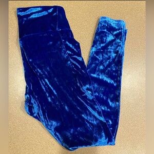Fabletics Royal Blue Crushed Velour Leggings